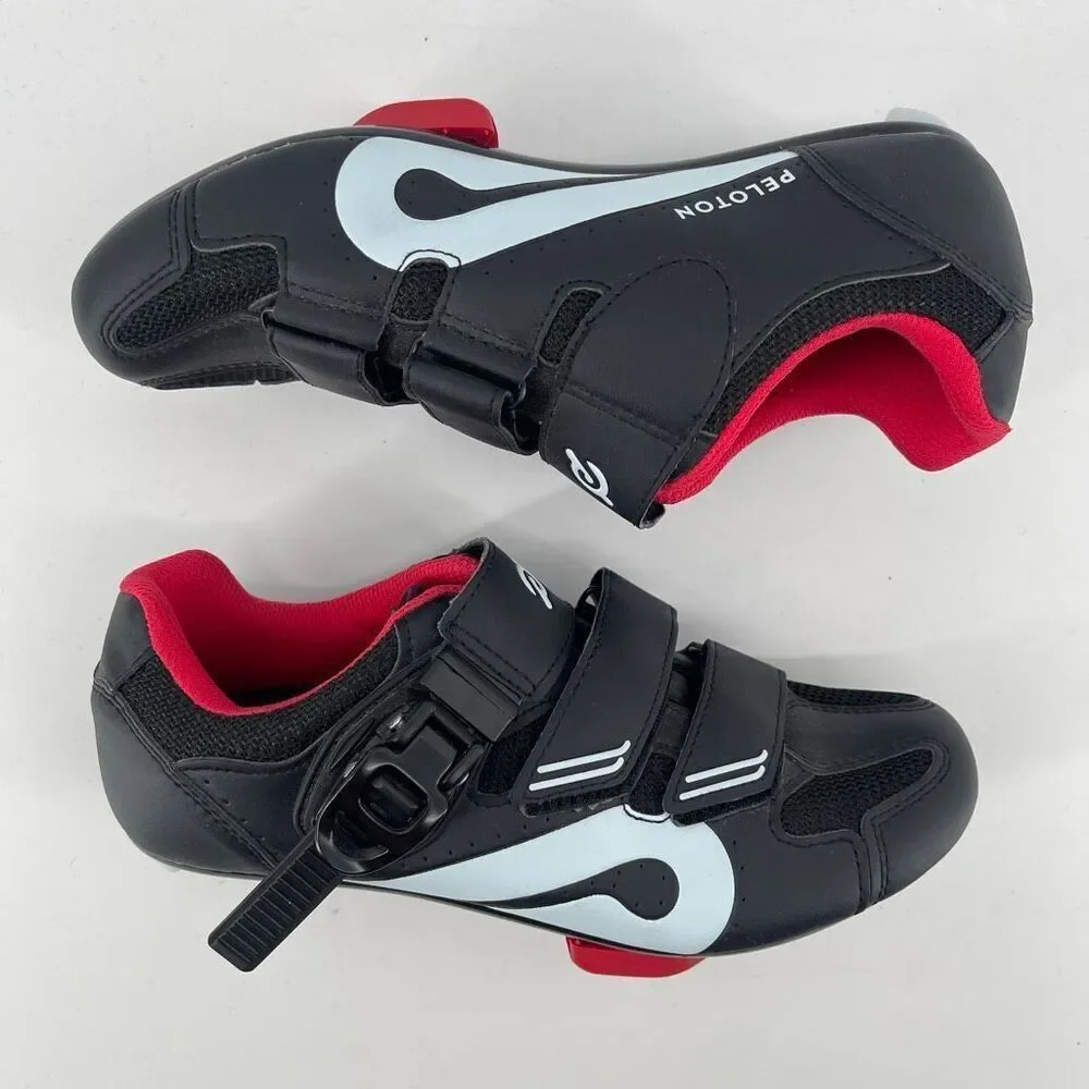 Peloton Unisex Cycling Shoes US 6–6.5 EU 37 Black Red Delta Cleats Spin Bike